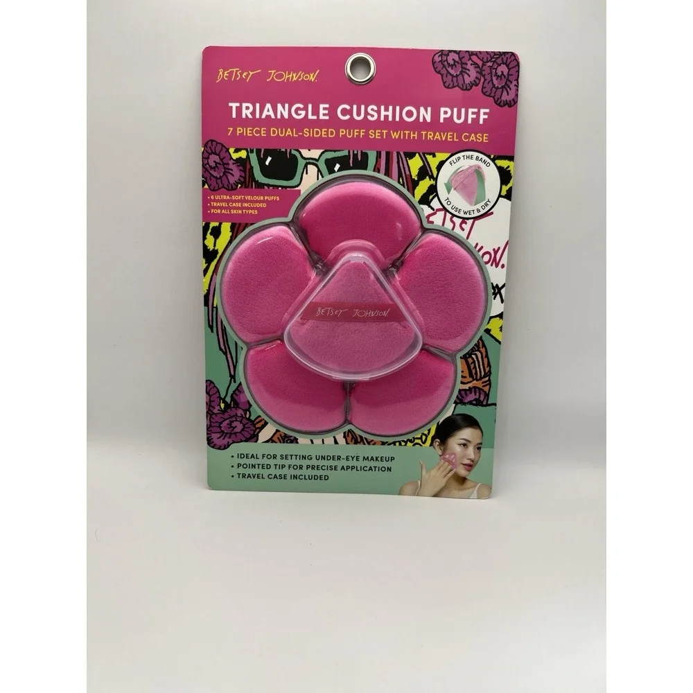 Betsey Johnson Makeup Cushion Puffs Pink Sponges‎ Blending Tool  Travel Case